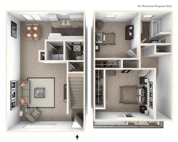 Two Bedroom One and One Half Bath Townhome 3170-05 3170-05 floor plan